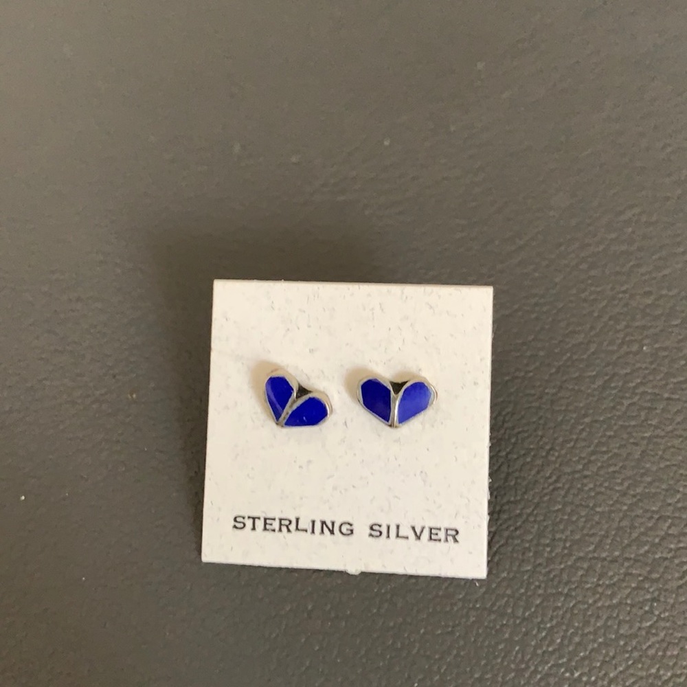 Blue hear studs